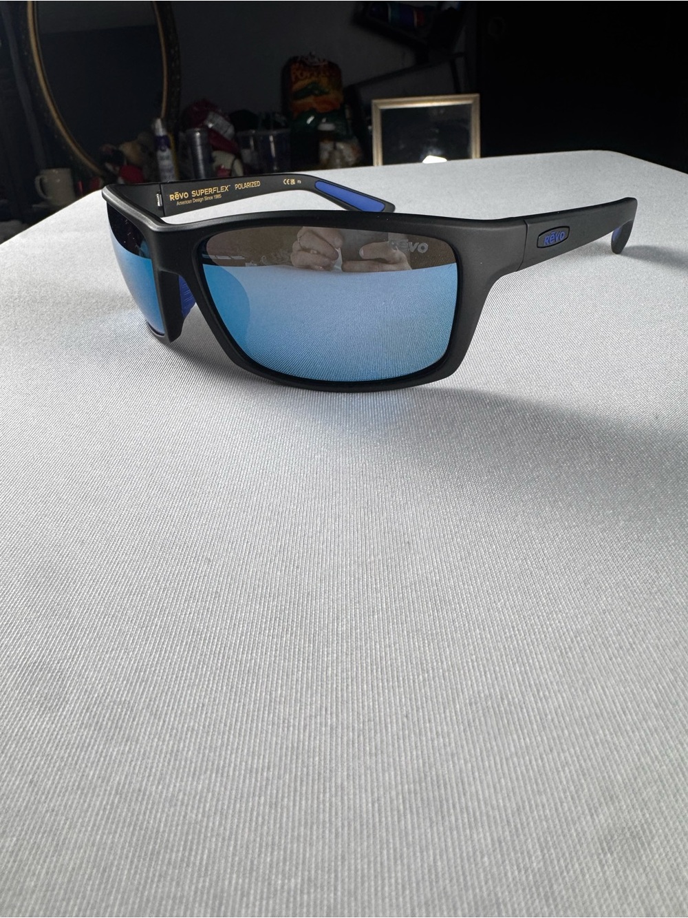 NEW! REVO RE 1137N REBEL Polarized 01BL Matte Black/ Crystal Blue Water Lenses
